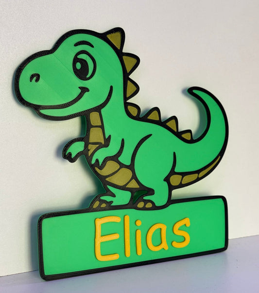 Personalised Any Text Cute Dinosaur Door Sign Kids Bedroom Nursery Boys