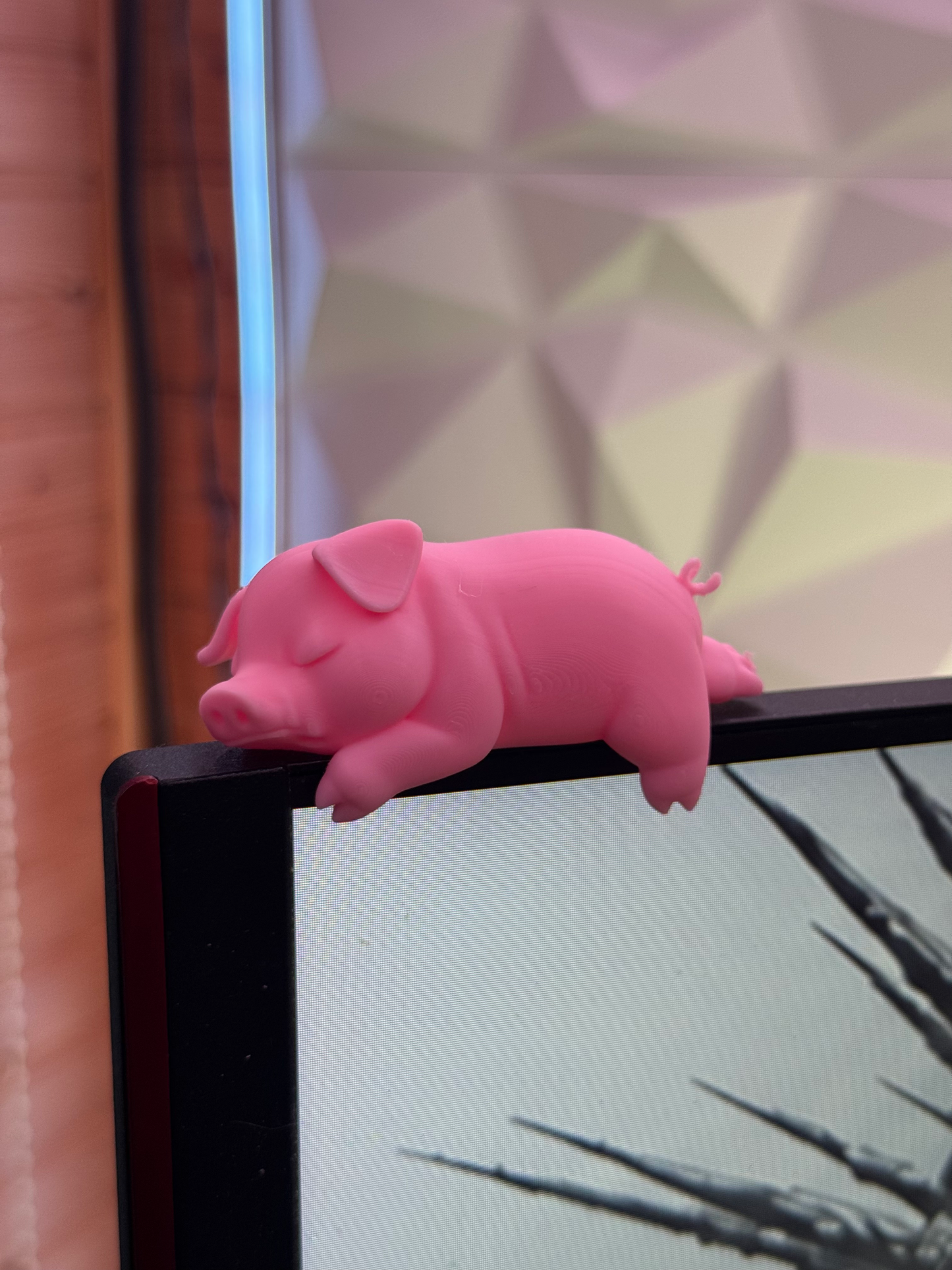 Sleeping Pig Monitor Topper | Cute Desk Decor | Computer Monitor Pet | Office Desk Accessory | Gift