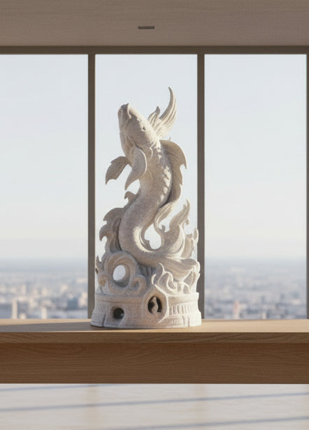 Chinese Fish 3D Printed Model – Oriental Koi Fish Statue & Wave Ornament