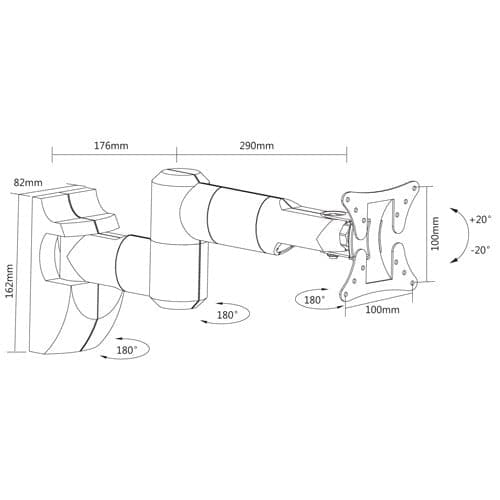 ProperAV TV Wall Bracket (19" - 28" / 30kg Capacity / VESA Max. 100x100) - White