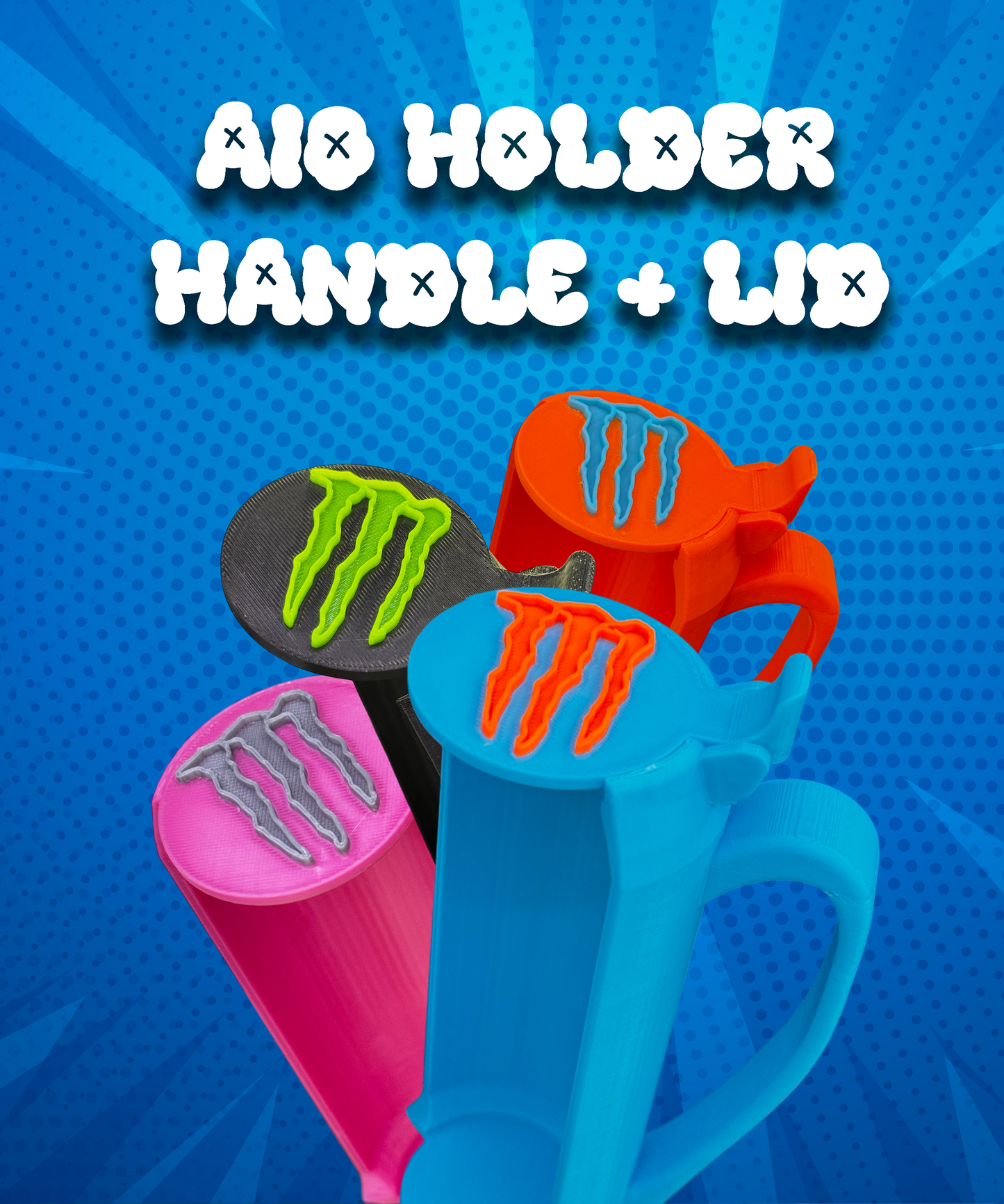 Monster AIO Holder - Handle + Lid All in One Design - Multiple Colours Available