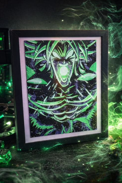 Broly Super Saiyan Rage – 3D Printed HueForge Wall Art