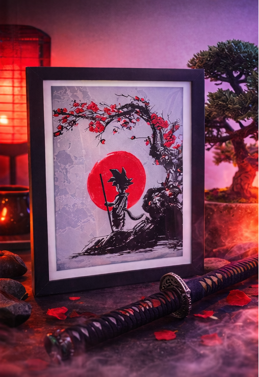 Dragon Ball Z Goku Silhouette 3D Printed HueForge Wall Art 🌅🔥