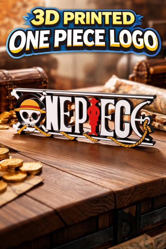 3D Printed One Piece Logo Display Stand – Anime Desk Decor, Luffy Pirate Logo Sign, One Piece Fan Gift, Manga Room Decoration