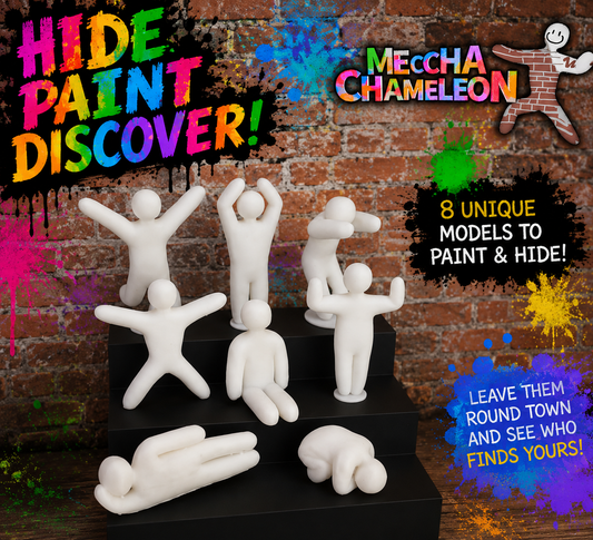 Meccha Chameleon All 8 Pose 3D Printed For Hiding / Painting with Display Stand