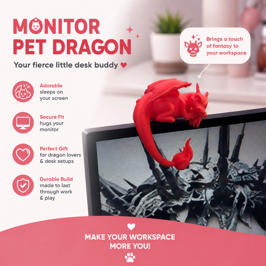 Sleeping Dragon Monitor Topper | Cute Desk Decor | Computer Monitor Pet | Office Desk Accessory | Gift