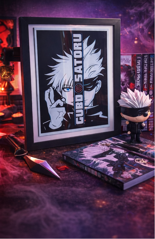 Satoru Gojo 3D Printed HueForge Wall Art – Jujutsu Kaisen Anime 💙⚡