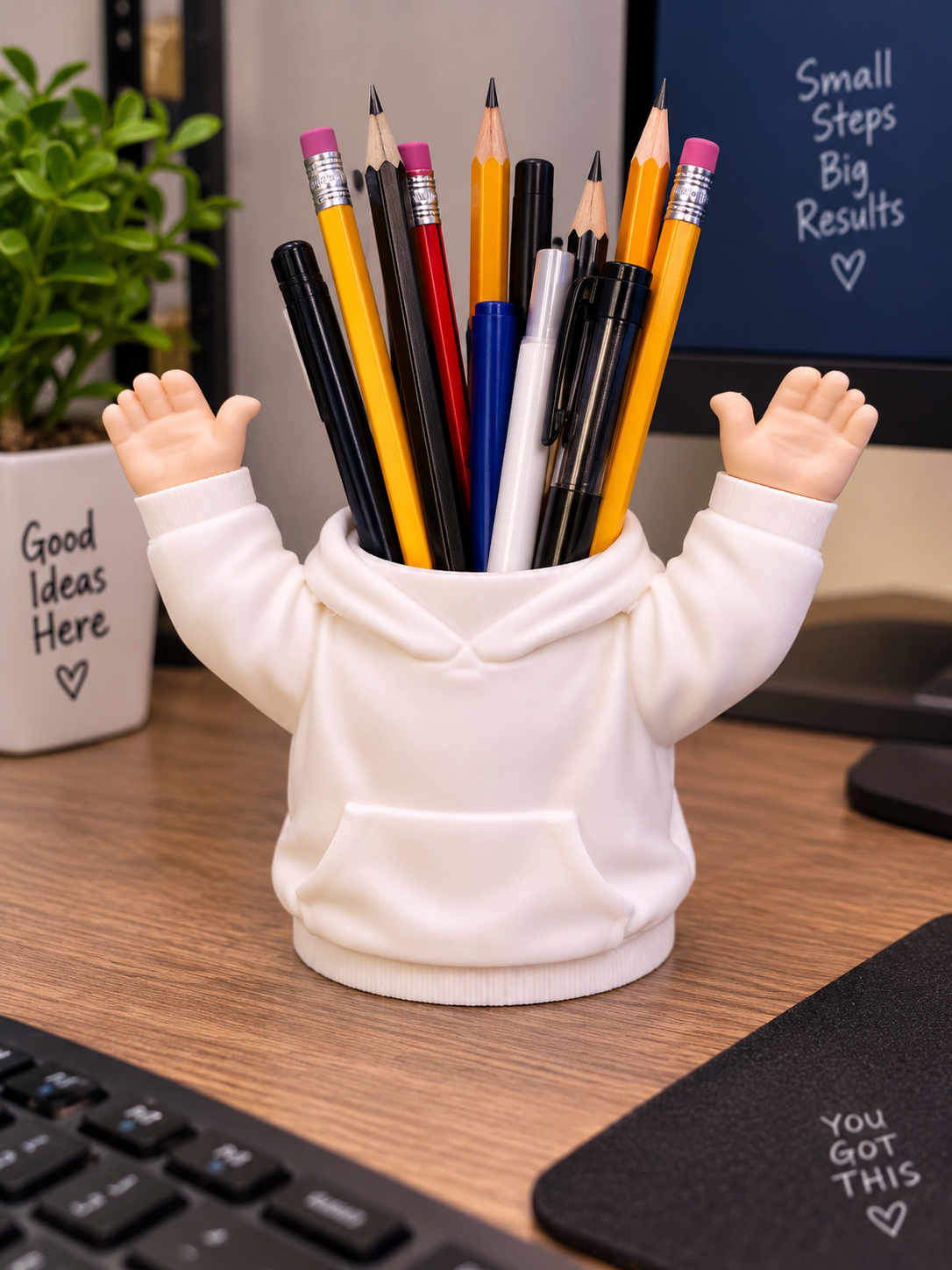 Hoodie Can Holder, Novelty Drink Can Holder with Hands, Cute Desk Cup Holder, Creative Beverage Holder for 330ml Cans, Gaming Room, Office, Kitchen & Gift