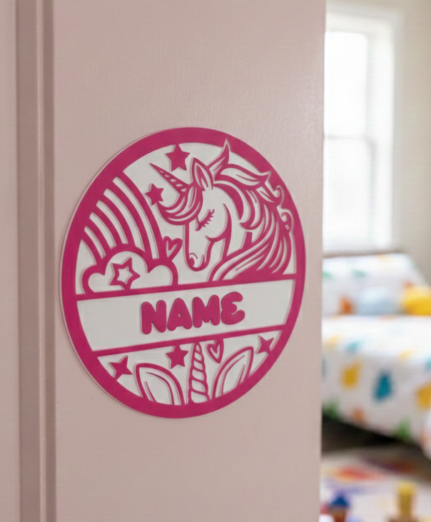 Personalised Any Text Cute Unicorn Door Sign Kids Bedroom Nursery Girls sign