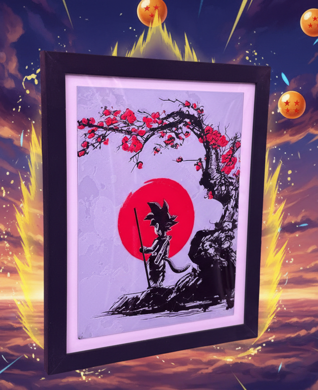 Dragon Ball Z Goku Silhouette 3D Printed HueForge Wall Art 🌅🔥