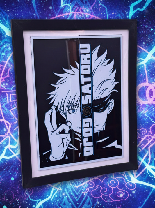 Satoru Gojo 3D Printed HueForge Wall Art – Jujutsu Kaisen Anime 💙⚡