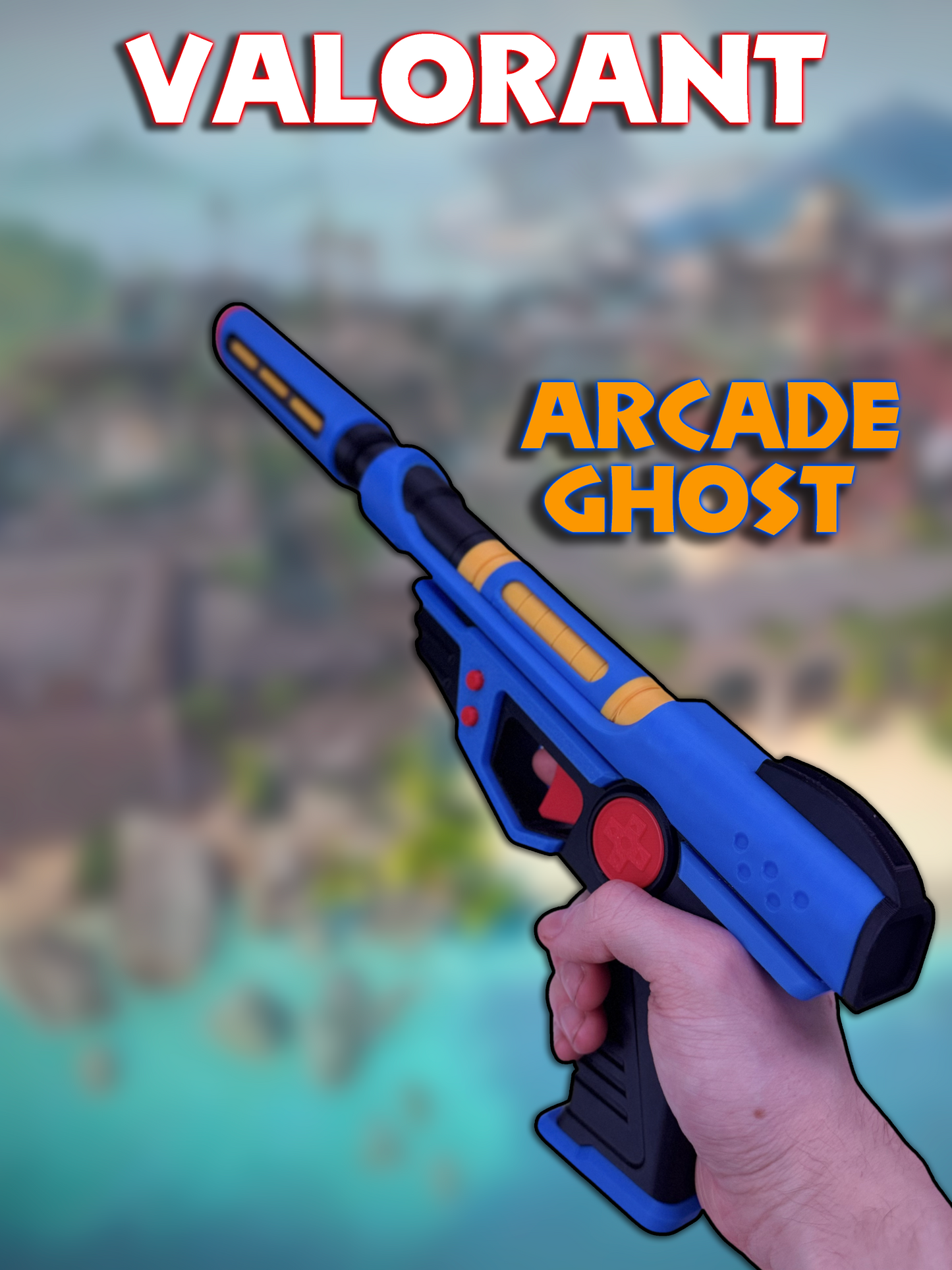 Valorant Arcade Ghost Blue Cosplay Weapon Detachable Silencer Moving Trigger