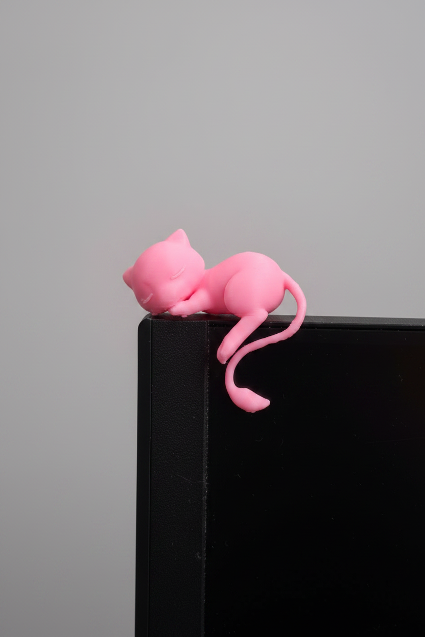 Sleeping Cat Monitor Topper | Cute Desk Decor | Computer Monitor Pet | Office Desk Accessory | Gift