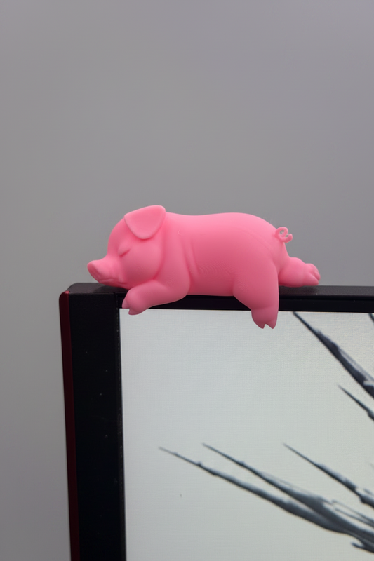 Sleeping Pig Monitor Topper | Cute Desk Decor | Computer Monitor Pet | Office Desk Accessory | Gift