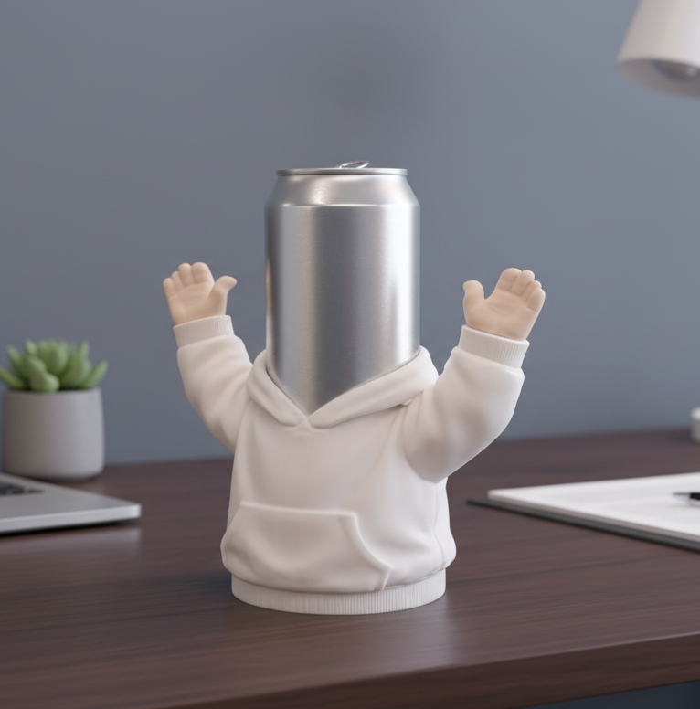 Hoodie Can Holder, Novelty Drink Can Holder with Hands, Cute Desk Cup Holder, Creative Beverage Holder for 330ml Cans, Gaming Room, Office, Kitchen & Gift