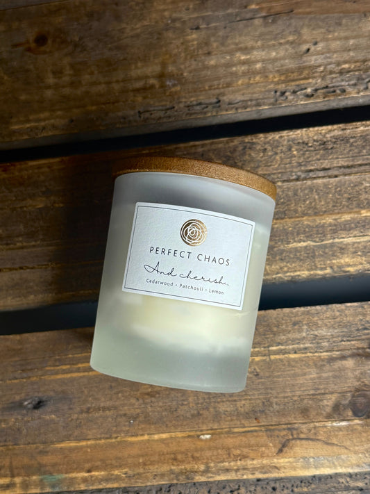Frosted Glass Candle - And Cherish