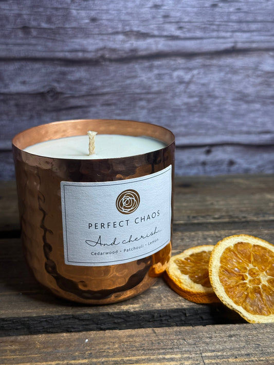 Copper Dimpled Candle - And Cherish