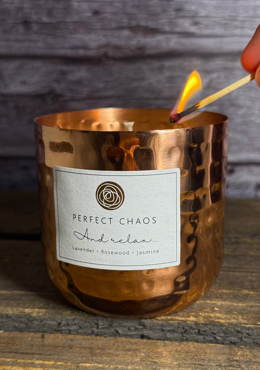 Copper Dimpled Candle - And Relax