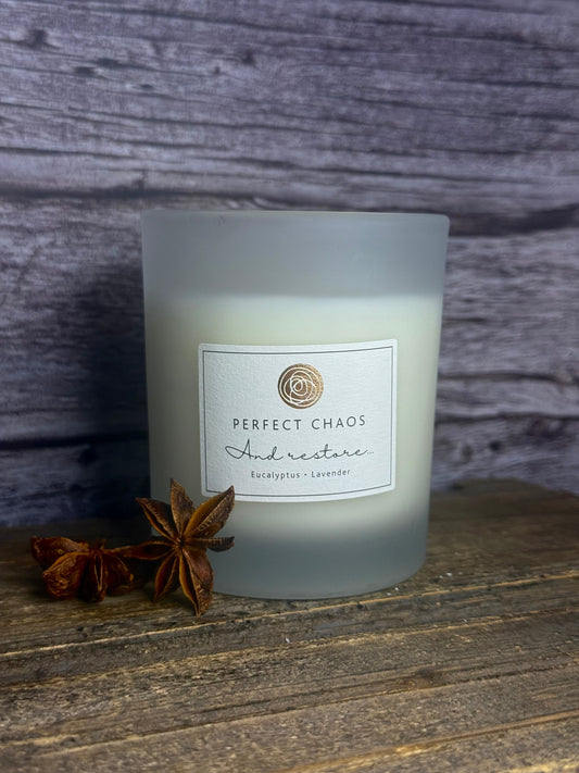 Frosted Glass Candle - And Restore