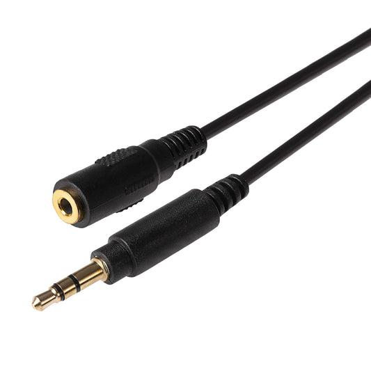 Maplin 3.5mm Aux Stereo 3 Pole TRS Jack Plug to 3.5mm Female Jack Plug Extension Cable - Black