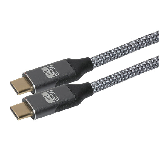 Maplin Pro USB-C to USB-C Gen2 100W 20Gbps Power Delivery Super Speed Data Transfer & Charging Braided Cable - Silver, 3m
