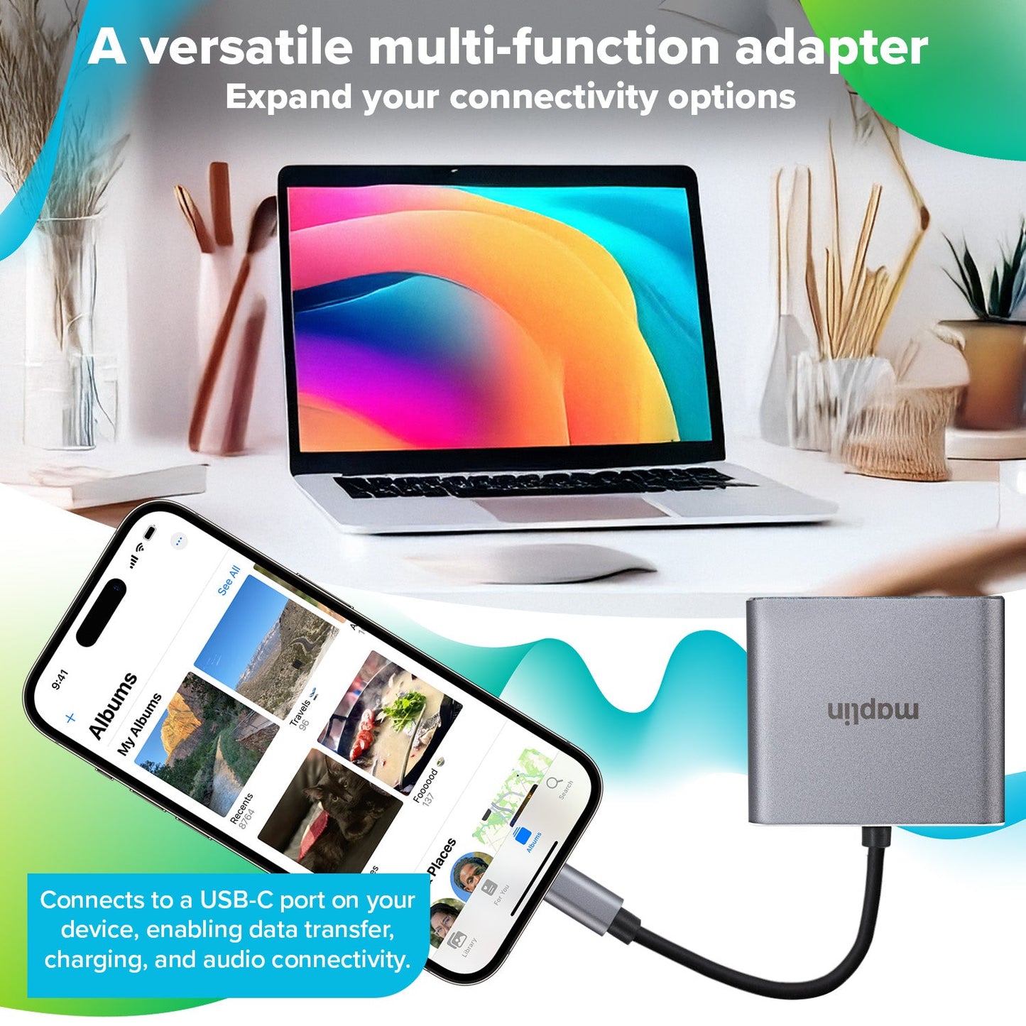 Maplin USB-C Multiport Hub to USB-A 3.1 Gen 1 / HDMI 4K@30Hz / USB-C 87W PD