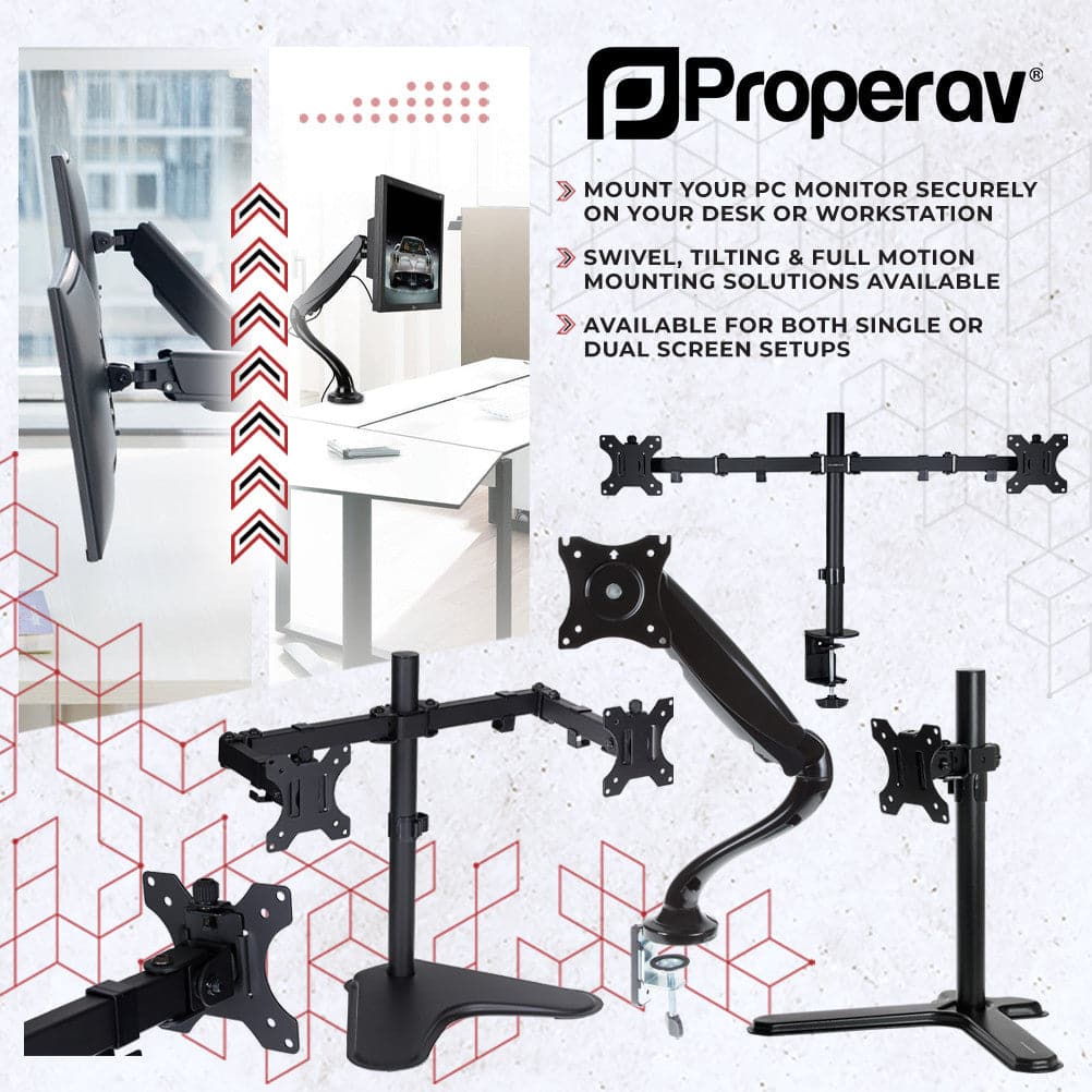 ProperAV Desk Monitor Mount 17" - 32" Dual Swing Arm VESA Max 100x100