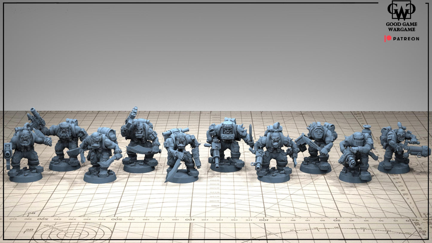 Ork Biga Tooth Boyz - Hwt - Unit by GGW (5 figures supplied)
