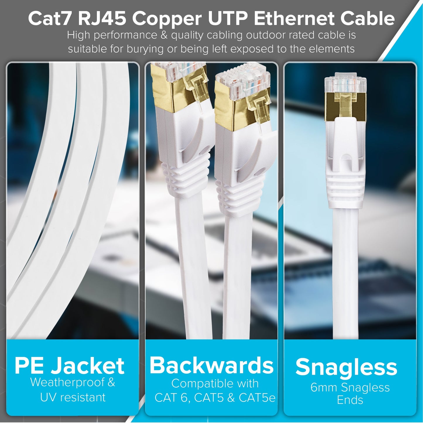 Maplin RJ45 CAT7 Flat Ethernet LAN Cable - White