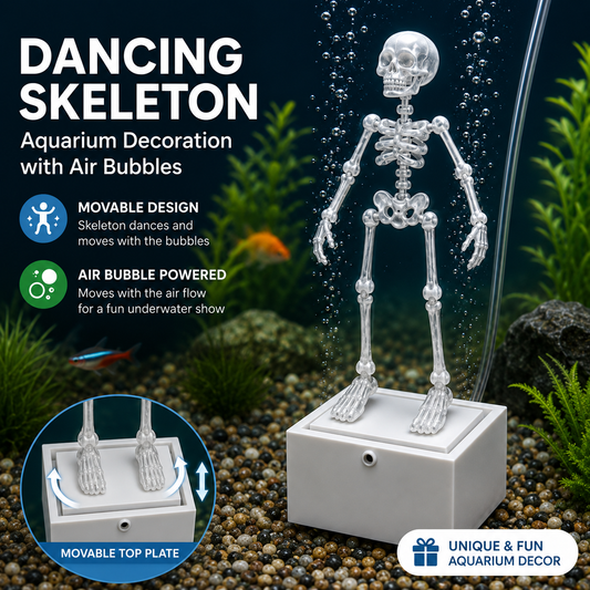 Dancing Skeleton Aquarium Decoration – Air Bubble Powered Moving Skeleton Fish Tank Ornament – Fun 3D Printed Aquarium Decor
