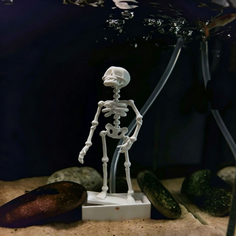 Dancing Skeleton Aquarium Decoration – Air Bubble Powered Moving Skeleton Fish Tank Ornament – Fun 3D Printed Aquarium Decor