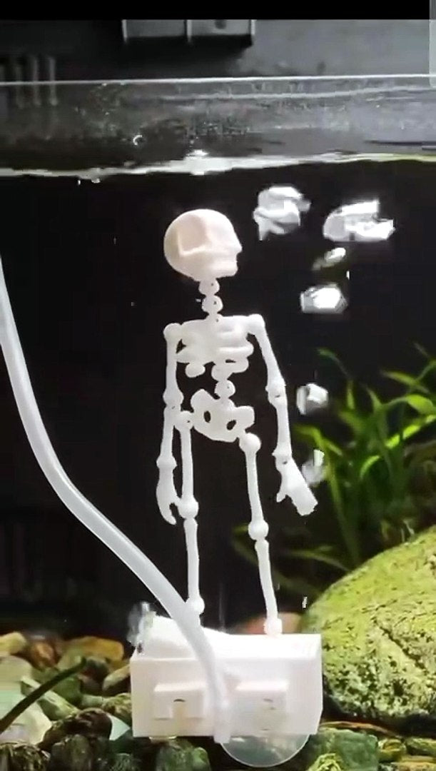 Dancing Skeleton Aquarium Decoration – Air Bubble Powered Moving Skeleton Fish Tank Ornament – Fun 3D Printed Aquarium Decor